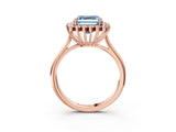 Rose gold Fancy Blue Asscher  Cut Diamond Halo Ring with Solitaire Band and Prong Setting_54