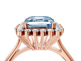 Rose gold Fancy Blue Asscher  Cut Diamond Halo Ring with Solitaire Band and Prong Setting_55