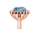 Rose gold Fancy Blue Asscher  Cut Diamond Halo Ring with Solitaire Band and Prong Setting_56