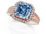 Rose gold Fancy Blue Asscher Cut Diamond Halo Split Shank Engagement Ring_40