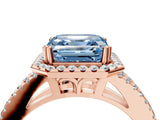 Rose gold Fancy Blue Asscher Cut Diamond Halo Split Shank Engagement Ring_43