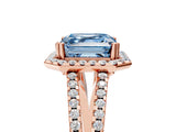 Rose gold Fancy Blue Asscher Cut Diamond Halo Split Shank Engagement Ring_44