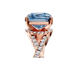 Rose gold Fancy Blue Asscher Cut Diamond  Halo Twist Band Solitaire Prong Setting Ring_29