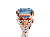 Rose gold Fancy Blue Asscher Cut Diamond  Halo Twist Band Solitaire Prong Setting Ring_47