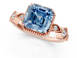 Rose gold Fancy Blue Asscher  Cut Diamond Milgrain Marquise Band with Prong Setting_4