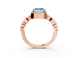 Rose gold Fancy Blue Asscher  Cut Diamond Milgrain Marquise Band with Prong Setting_6