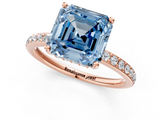 Rose gold Fancy Blue Asscher  Cut Diamond Pavé Band Ring with Four-Prong Setting_23