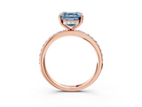 Rose gold Fancy Blue Asscher  Cut Diamond Pavé Band Ring with Four-Prong Setting_25