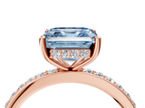 Rose gold Fancy Blue Asscher  Cut Diamond Pavé Band Ring with Four-Prong Setting_26