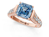 Rose gold Fancy Blue Asscher  Cut Diamond Pavé Band Solitaire with Four-Prong Setting_16
