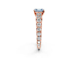 Rose gold Fancy Blue Asscher  Cut Diamond Pavé Band Solitaire with Four-Prong Setting_17