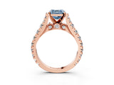 Rose gold Fancy Blue Asscher  Cut Diamond Pavé Band Solitaire with Four-Prong Setting_18