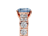 Rose gold Fancy Blue Asscher  Cut Diamond Pavé Band Solitaire with Four-Prong Setting_20