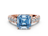 Rose gold Fancy Blue Asscher  Cut Diamond Pavé Band Solitaire with Four-Prong Setting_3