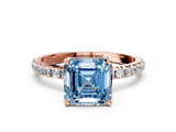 Rose gold Fancy Blue Asscher  Cut Diamond Pavé Band Solitaire with Four-Prong Setting_3