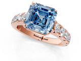 Rose gold Fancy Blue Asscher  Cut Diamond Pavé Band Solitaire with Four-Prong Setting_4