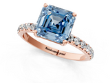 Rose gold Fancy Blue Asscher  Cut Diamond Pavé Band Solitaire with Four-Prong Setting_4
