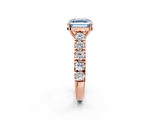 Rose gold Fancy Blue Asscher  Cut Diamond Pavé Band Solitaire with Four-Prong Setting_5