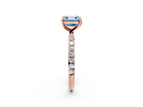 Rose gold Fancy Blue Asscher  Cut Diamond Pavé Band Solitaire with Four-Prong Setting_5