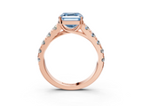 Rose gold Fancy Blue Asscher  Cut Diamond Pavé Band Solitaire with Four-Prong Setting_6