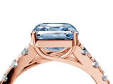 Rose gold Fancy Blue Asscher  Cut Diamond Pavé Band Solitaire with Four-Prong Setting_7