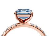 Rose gold Fancy Blue Asscher  Cut Diamond Pavé Band Solitaire with Four-Prong Setting_7