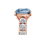 Rose gold Fancy Blue Asscher  Cut Diamond Pavé Band Solitaire with Four-Prong Setting_8