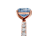 Rose gold Fancy Blue Asscher  Cut Diamond Pavé Band Solitaire with Four-Prong Setting_8