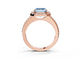 Rose gold Fancy Blue Asscher Cut Diamond Pavé Halo Ring with Four-Prong Setting_49