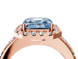 Rose gold Fancy Blue Asscher Cut Diamond Pavé Halo Ring with Four-Prong Setting_50