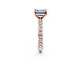 Rose gold Fancy Blue Asscher Cut Diamond Pavé Solitaire Ring with Round Band and Prong Setting_14