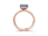 Rose gold Fancy Blue Asscher Cut Diamond Pavé Solitaire Ring with Round Band and Prong Setting_15