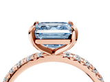 Rose gold Fancy Blue Asscher Cut Diamond Pavé Solitaire Ring with Round Band and Prong Setting_16