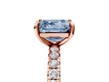 Rose gold Fancy Blue Asscher Cut Diamond Pavé Solitaire Ring with Round Band and Prong Setting_17