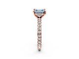 Rose gold Fancy Blue Asscher Cut Diamond Pavé Solitaire Ring with Round Band and Prong Setting_26