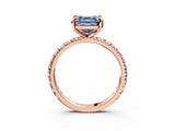 Rose gold Fancy Blue Asscher Cut Diamond Pavé Solitaire Ring with Round Band and Prong Setting_27