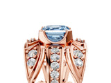 Rose gold Fancy Blue Asscher Cut Diamond Pave Art Deco Split Shank Ring with Four-Prong Setting_5