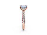 Rose gold Fancy Blue Asscher Cut Diamond Pave Band Solitaire Ring with Four-Prong Setting_19