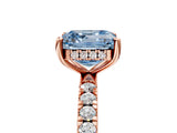 Rose gold Fancy Blue Asscher Cut Diamond Pave Band Solitaire Ring with Four-Prong Setting_22