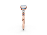 Rose gold Fancy Blue Asscher  Cut Diamond Ring with Baguette Side Stones, Channel Set Band, and Four-Prong Setting_17