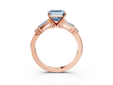 Rose gold Fancy Blue Asscher  Cut Diamond Ring with Baguette Side Stones, Channel Set Band, and Four-Prong Setting_18
