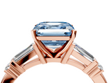 Rose gold Fancy Blue Asscher  Cut Diamond Ring with Baguette Side Stones, Channel Set Band, and Four-Prong Setting_19