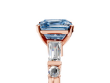 Rose gold Fancy Blue Asscher  Cut Diamond Ring with Baguette Side Stones, Channel Set Band, and Four-Prong Setting_20