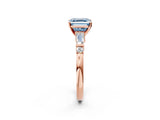 Rose gold Fancy Blue Asscher  Cut Diamond Ring with Baguette Side Stones, Channel Set Band, and Four-Prong Setting_26