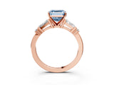 Rose gold Fancy Blue Asscher  Cut Diamond Ring with Baguette Side Stones, Channel Set Band, and Four-Prong Setting_27