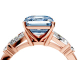 Rose gold Fancy Blue Asscher  Cut Diamond Ring with Baguette Side Stones, Channel Set Band, and Four-Prong Setting_28