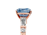 Rose gold Fancy Blue Asscher  Cut Diamond Ring with Baguette Side Stones, Channel Set Band, and Four-Prong Setting_29