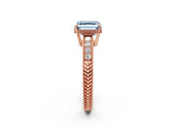 Rose gold Fancy Blue Asscher Cut Diamond Ring with Milgrain Pavé Band and Four-Prong Setting_22