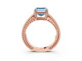 Rose gold Fancy Blue Asscher Cut Diamond Ring with Milgrain Pavé Band and Four-Prong Setting_23