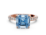 Rose gold Fancy Blue Asscher  Cut Diamond Ring with Pavé Band and Four-Prong Setting_17